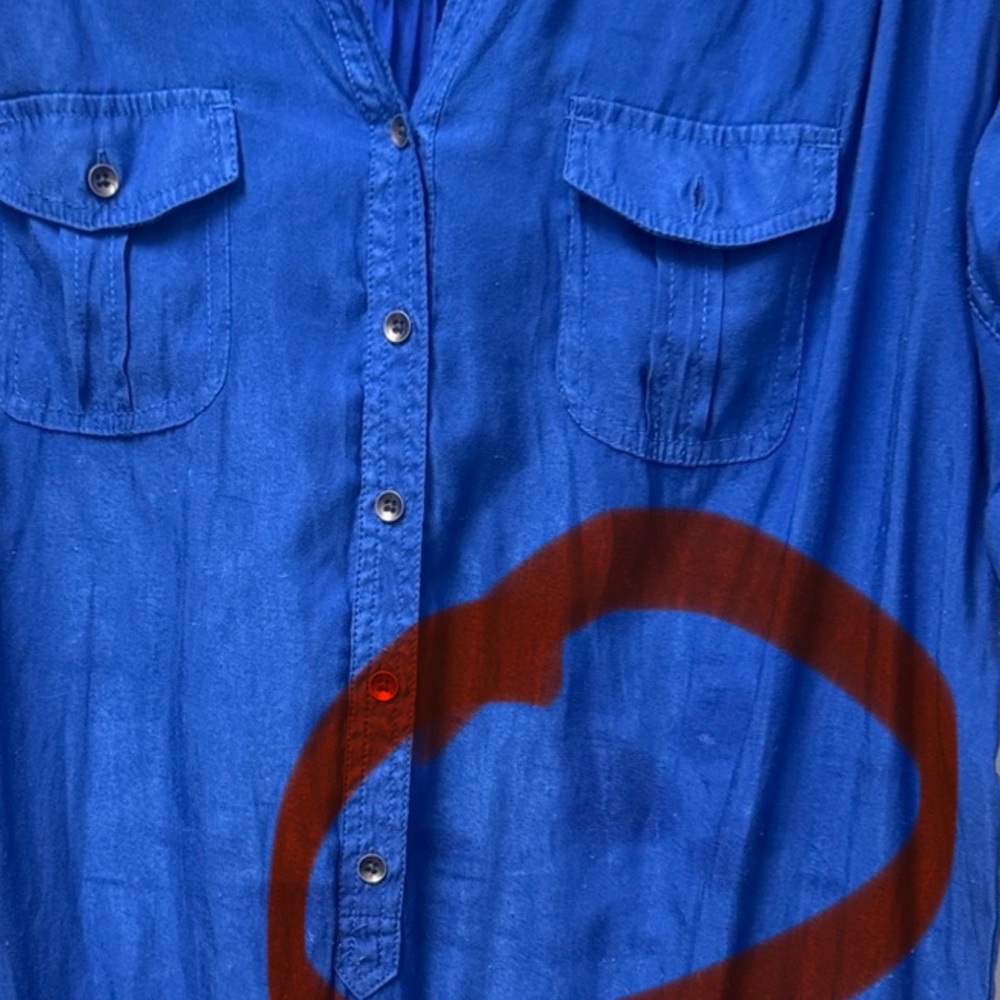Express Royal Blue and Black Shirt Dress - Picture 12 of 12